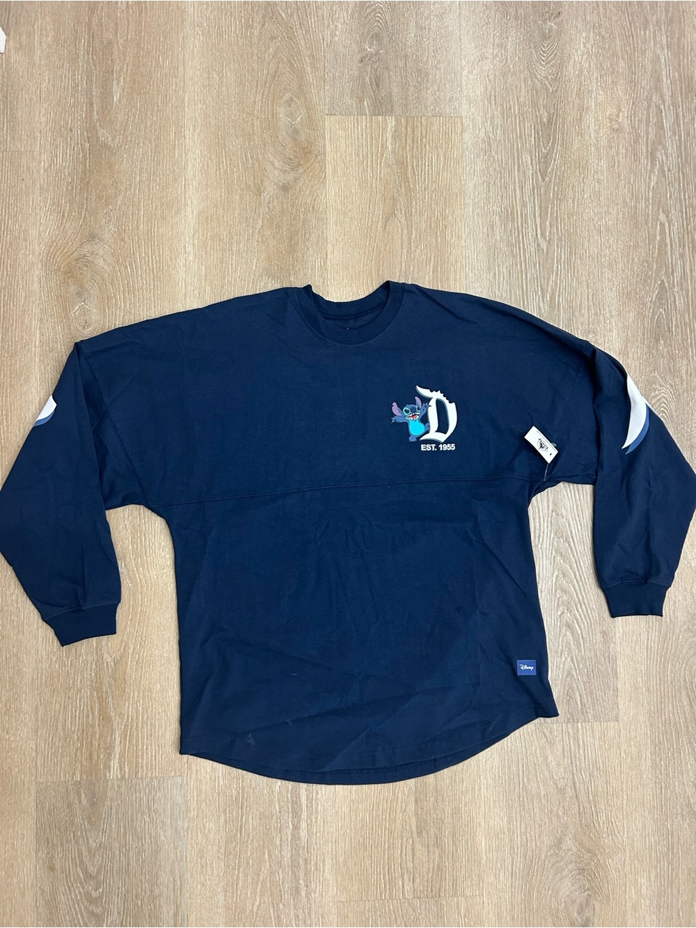 Disneyland Resort Stitch Spirit Jersey Navy Long Sleeve Shirt Size M Disney